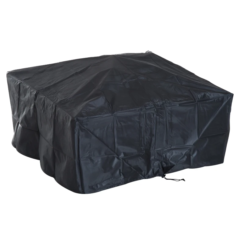 Outsunny Fire Pit, Square Shape-Black