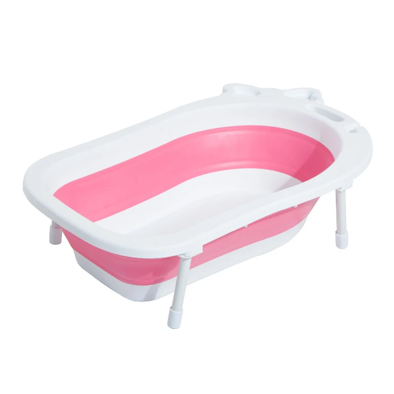 HOMCOM Foldable Baby Bath Tub-Red/White