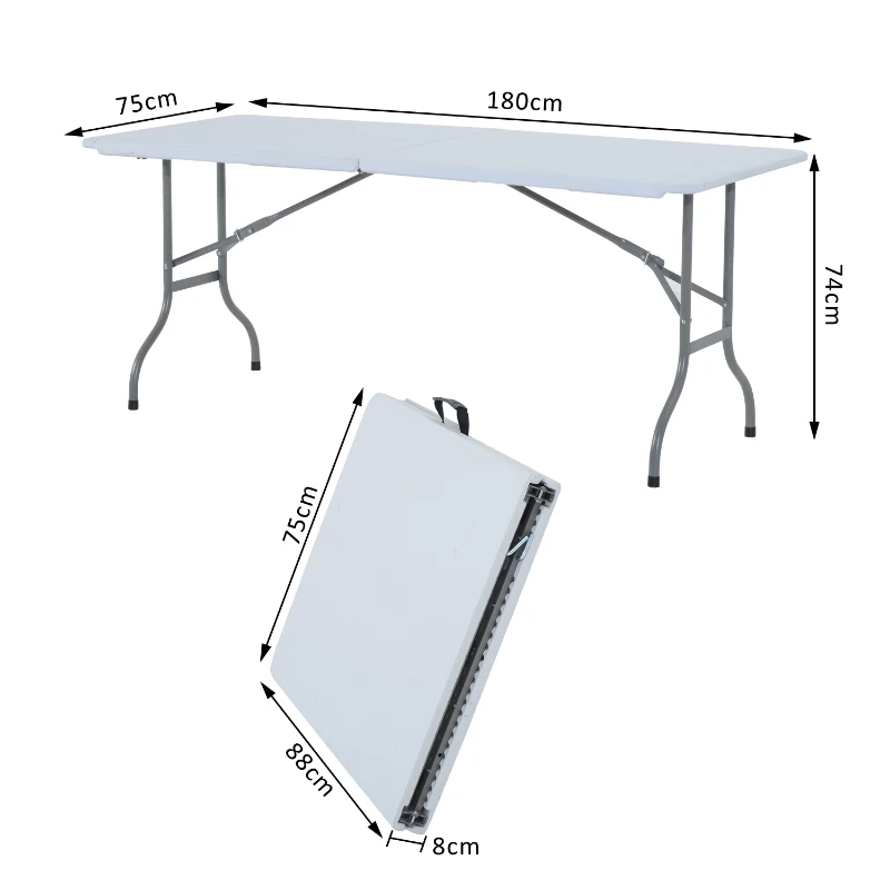 Outsunny Folding Picnic Table- White