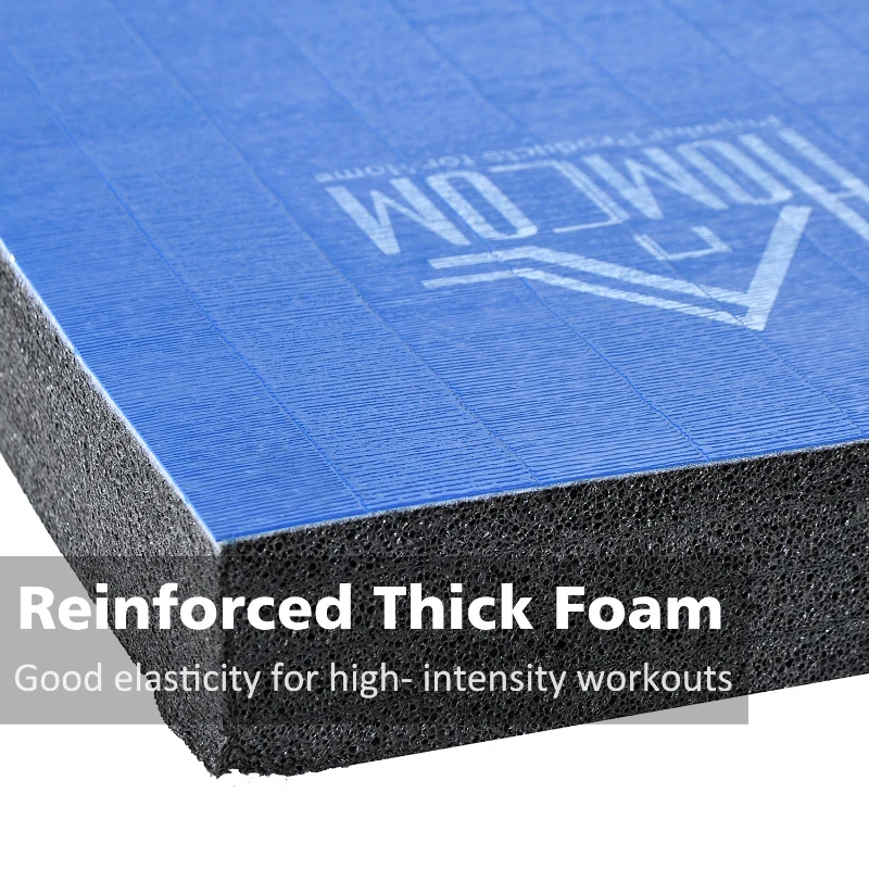 HOMCOM Exercise Mat with Straps, Non-slip, PVC Leather-Blue