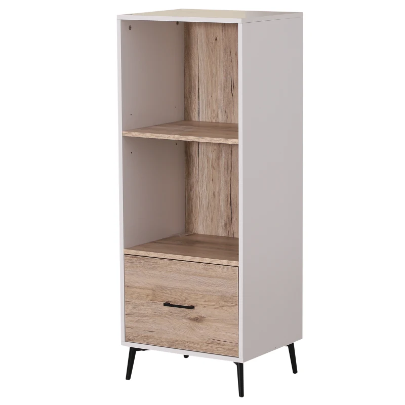 HOMCOM 3-tier Scandinavian Style Storage Cabinet, 48Wx40Dx123H cm-White/ Oak Colour
