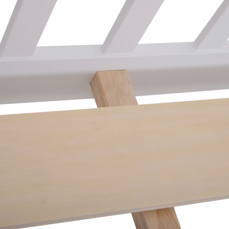 HOMCOM Double Bed Solid Pine Wooden Frame, 208L x 143W x 82Hcm-White and Oak