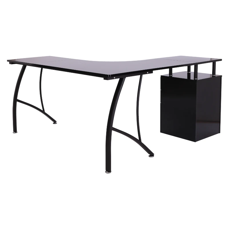 Homcom Bureau Informatique d'Angle Noir 255,5 x 94 x 31 cm
