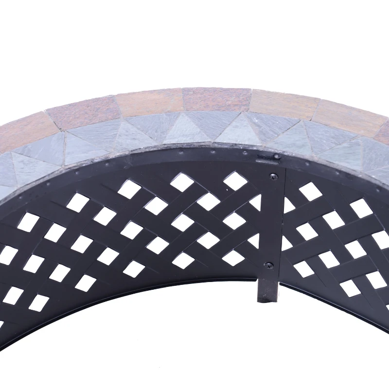 Outsunny Round Outdoor Garden Metal Fire Pit-Black