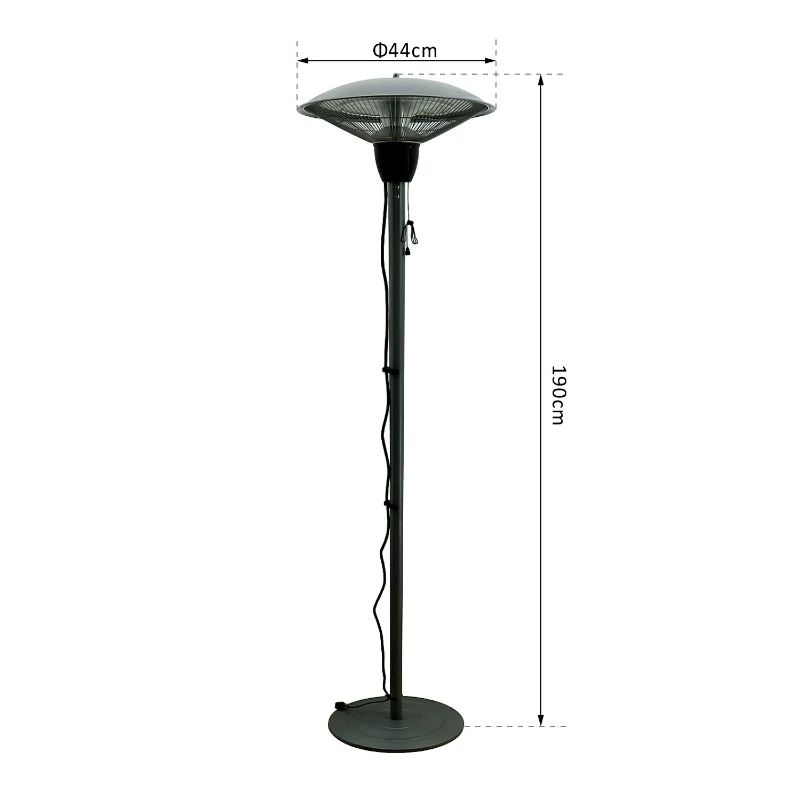 Outsunny Free Standing Electric Patio Halogen Heater 1500 W-Silver/Grey
