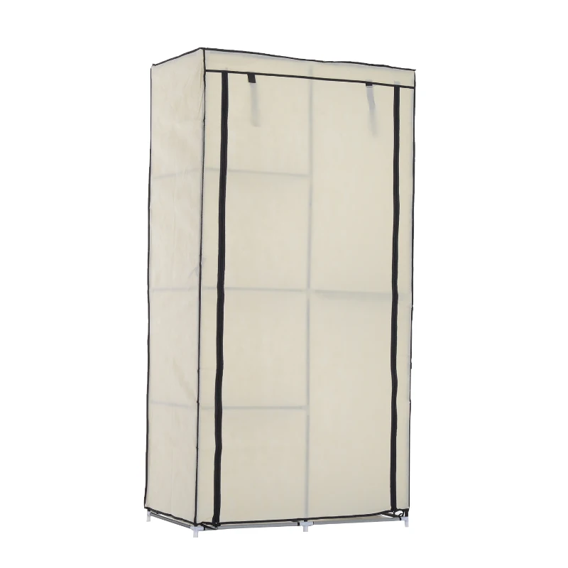 HOMCOM Fabric Wardrobe W/ Shelf Hanger-Beige