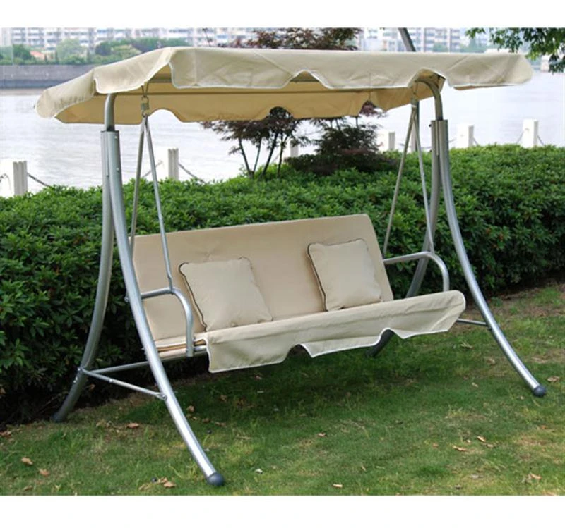 Outsunny 3-Seater Swing Chair W/Cushions, 199x127x162 cm-Cream