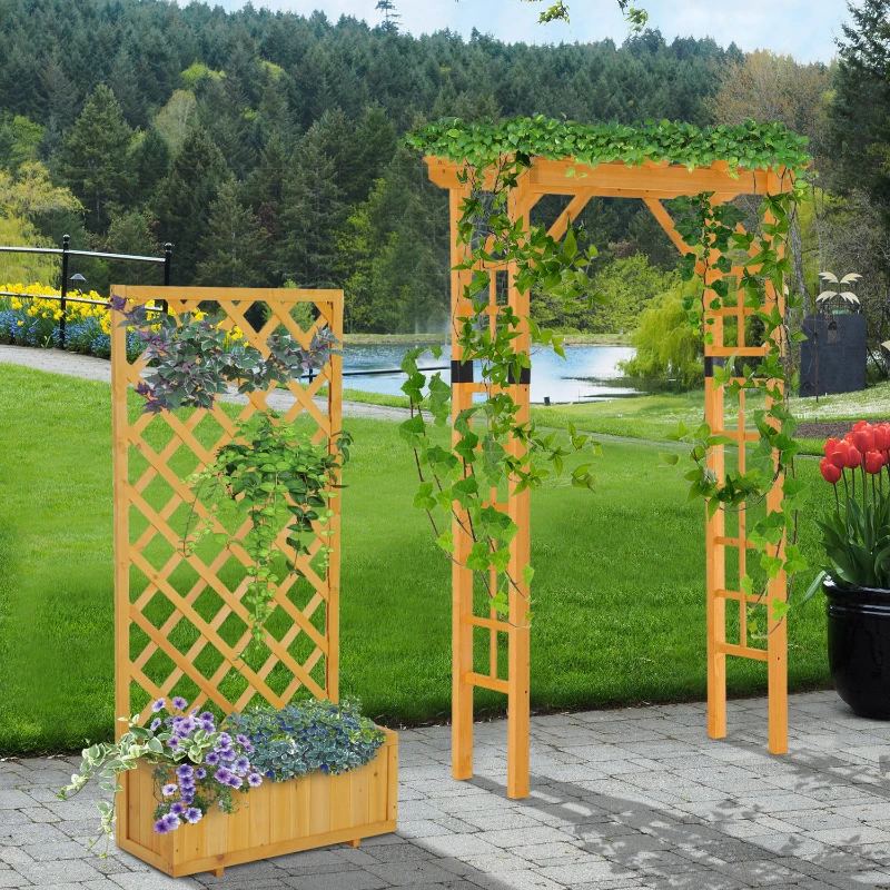 Outsunny Flower Plant Stand, 140Lx60Wx214.5H cm-Yellow/Black