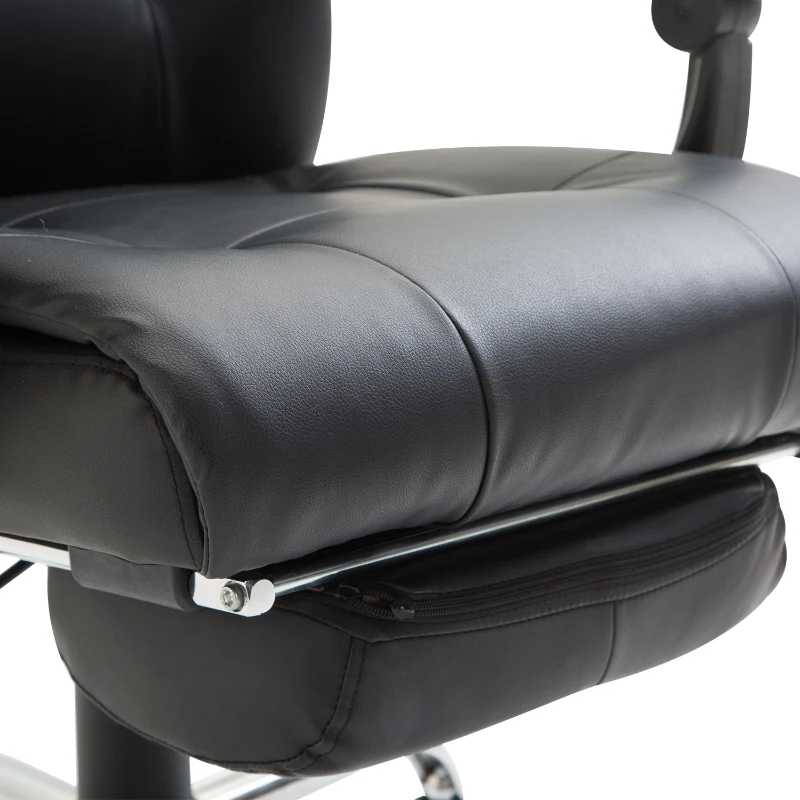 HOMCOM Ergonomic Office Chair W/Footrest,  PU-Black