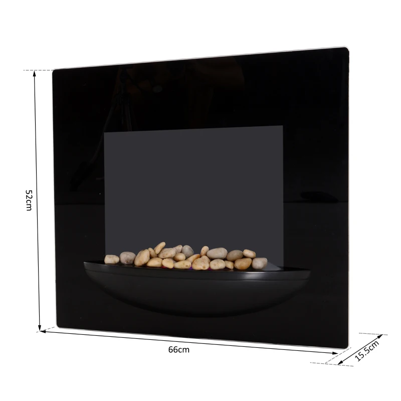 HOMCOM Wall Mount 1800W Electric Fire Place-Black