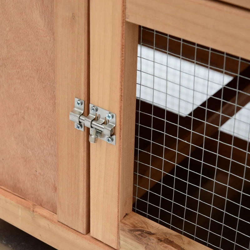 PawHut Poulailler Clapier Type Chalet en Bois Marron 124 x 22 x 64 cm