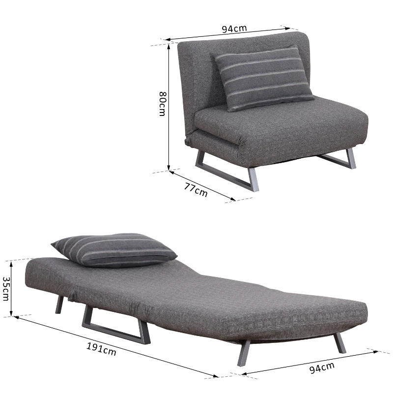 HOMCOM Leisure Recliner Sofa Bed-Grey