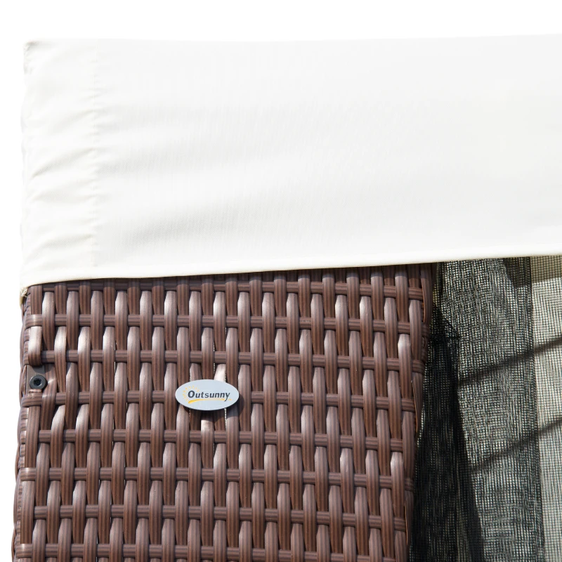 Outsunny Rattan Gazebo Tent, 3x4 m-Light Coffee