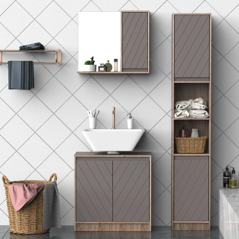 HOMCOM Bathroom Mirror Cabinet, Wall-Mounted Bathroom Cabinet with Mirror and Adjustable Inner Shelf,  57L x 14.2W x49.2H cm