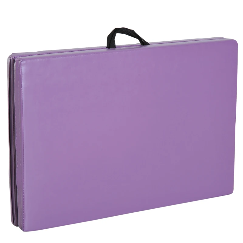 HOMCOM 6FT Polyethylene Foam Folding Exercise Mat w/ Handles Purple