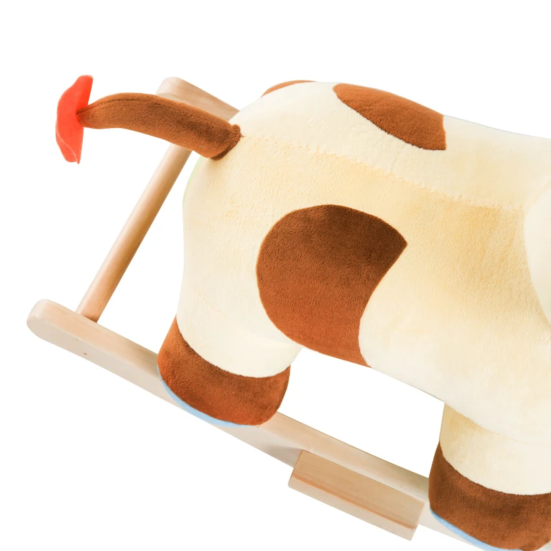 HOMCOM Kids Plush Rocking Cow-Multicolour