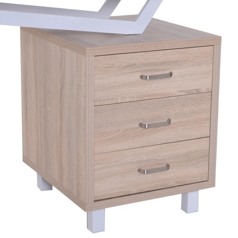 HOMCOM Computer Desk, 140Lx60Wx76H cm-White Oak Colour