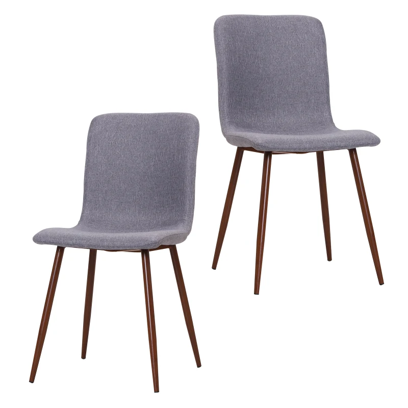HOMCOM Set of 2 Dining Chairs, 43W x 56.5D x 85Hcm-Grey