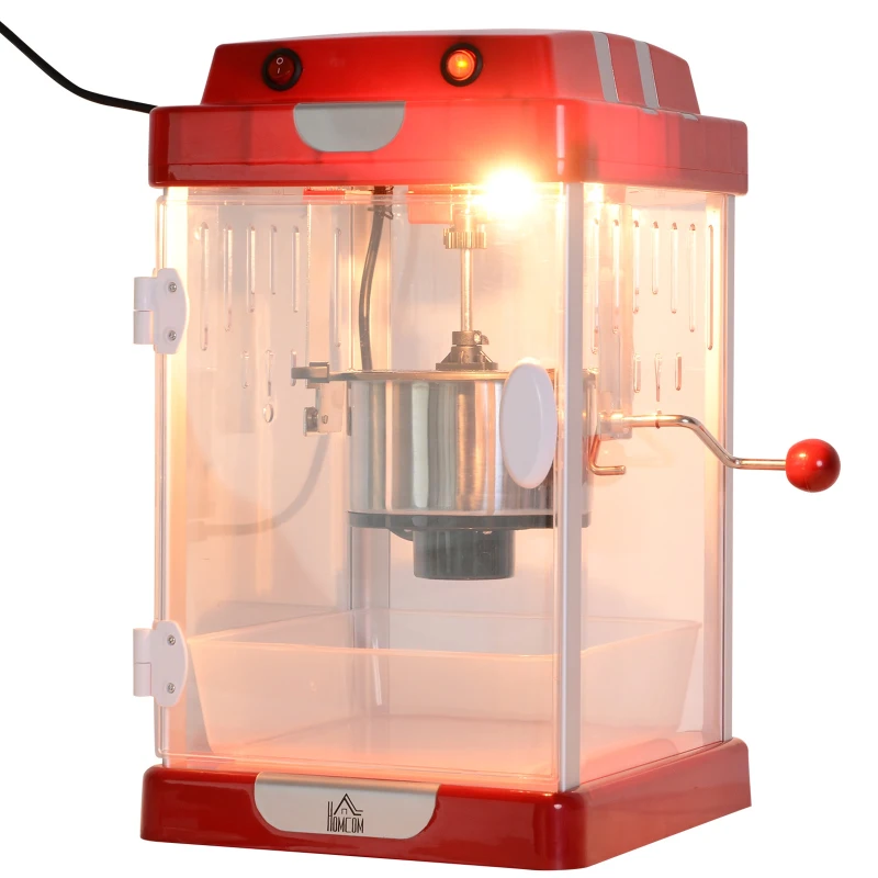 HOMCOM Popcorn Maker Machine 310W Overheat Protection w/ Recipes & Measuring Cup Stainless Steel 2.5oz