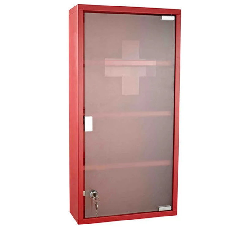HOMCOM Stainless Steel Wall Mounted Medicine Cabinet-Red