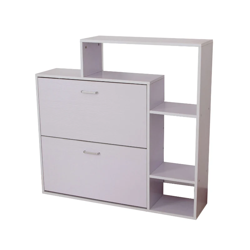 HOMCOM Shoe Cabinet, 2 Drawers/3 Shelfs-White
