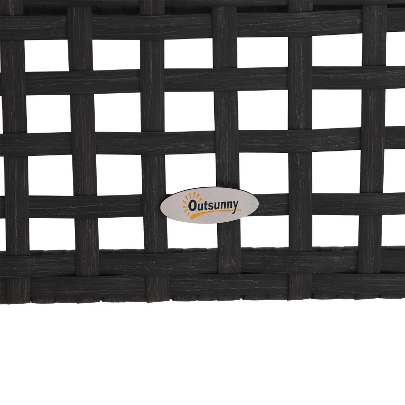 Outsunny Rattan End Table W/Glass-Black