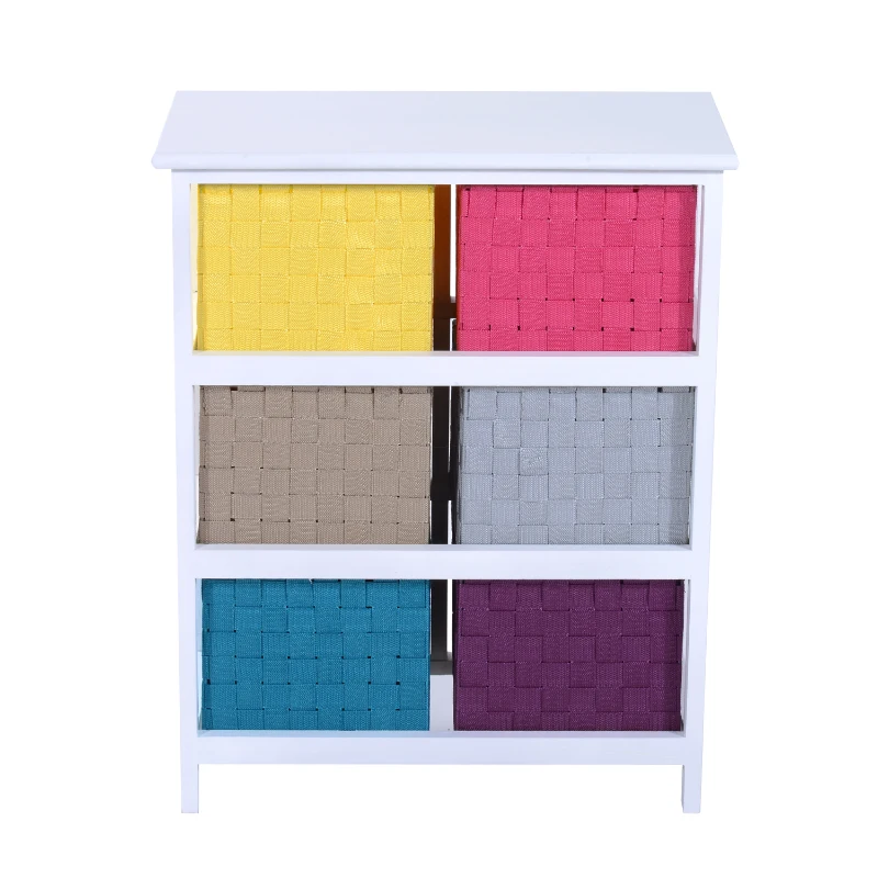 HOMCOM 6-Drawer Wood Storage Cabinet-Multicolour