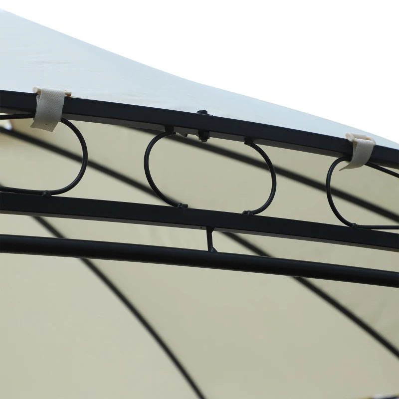Outsunny 2-Tier Round Roof Gazebo W/Curtain, Φ350 cm, Steel, Polyester-Cream White/Black