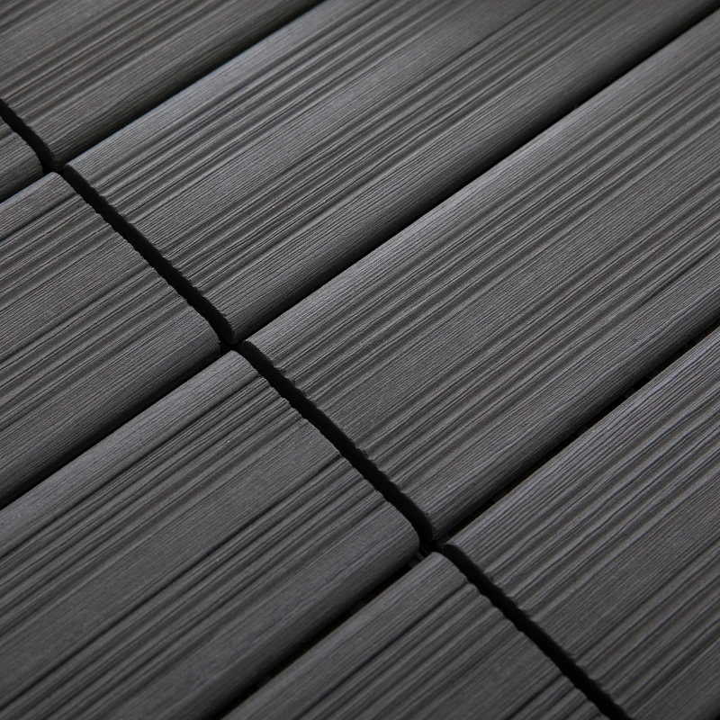 Outsunny Interlocking Decking Tiles, High-density Polyethylene, 30x30cm, 11pcs-Grey