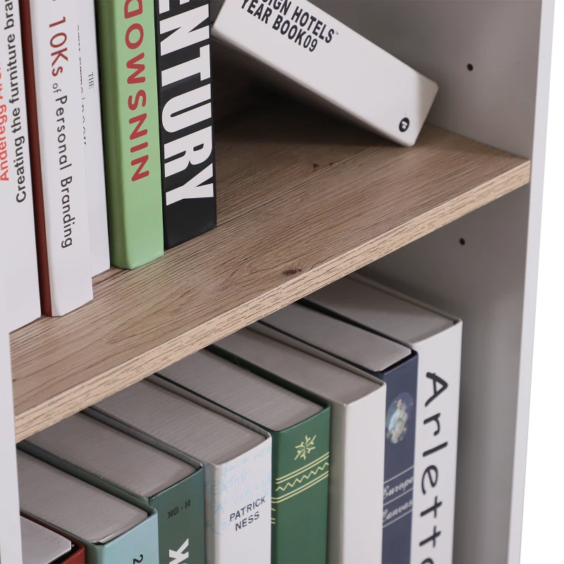 HOMCOM 3-tier Scandinavian Style Storage Cabinet, 48Wx40Dx123H cm-White/ Oak Colour