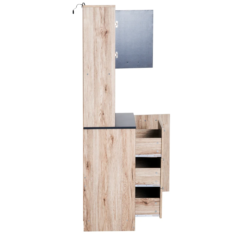 HOMCOM Freestanding Kitchen Pantry Cabinet, 90Lx39Wx169H cm-Black and Oak Colour