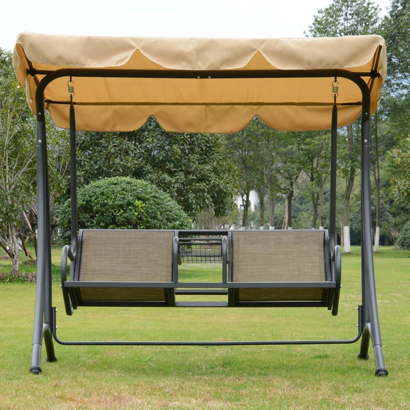 Outsunny 2-Seater Garden Swing Chair W/Canopy, 195Lx115Dx172Hcm