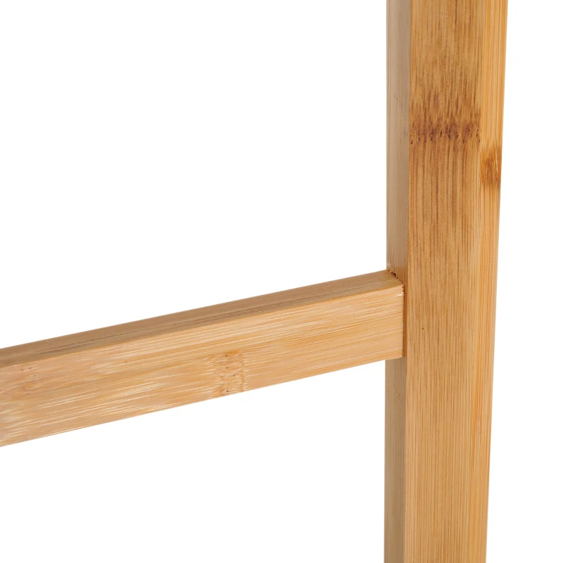 HOMCOM Free Standing Bamboo Towel Rack, 3 Rails&1 Shelf, 40.5Lx28Wx104H cm