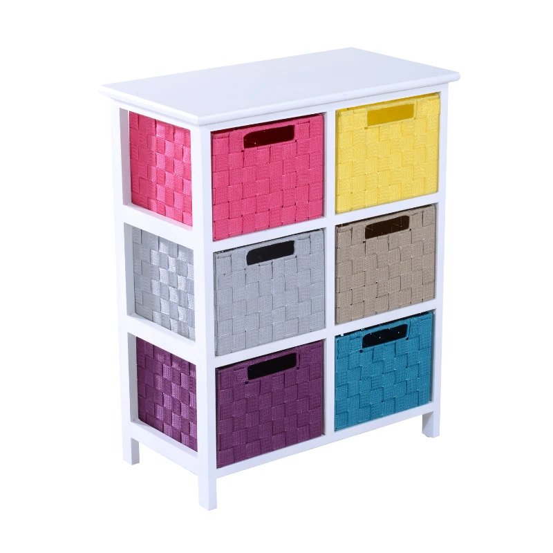 HOMCOM 6-Drawer Wood Storage Cabinet-Multicolour