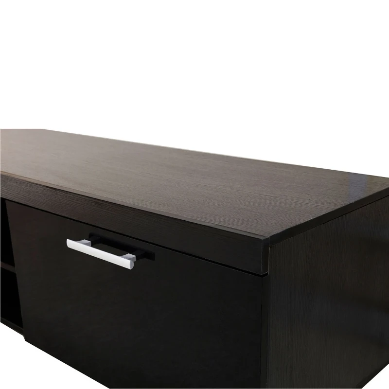 HOMCOM TV Cabinet Unit, 2 High Gloss Doors-Black
