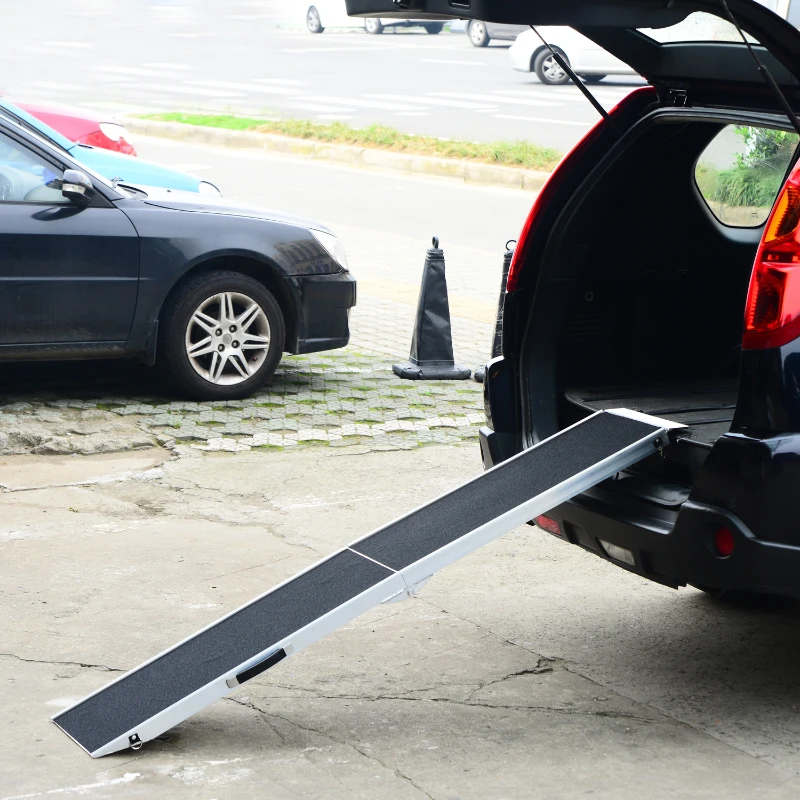 PawHut Aluminium Folding Pet Ramp,overall size 183Lx36Wx5T cm-Black/Silver