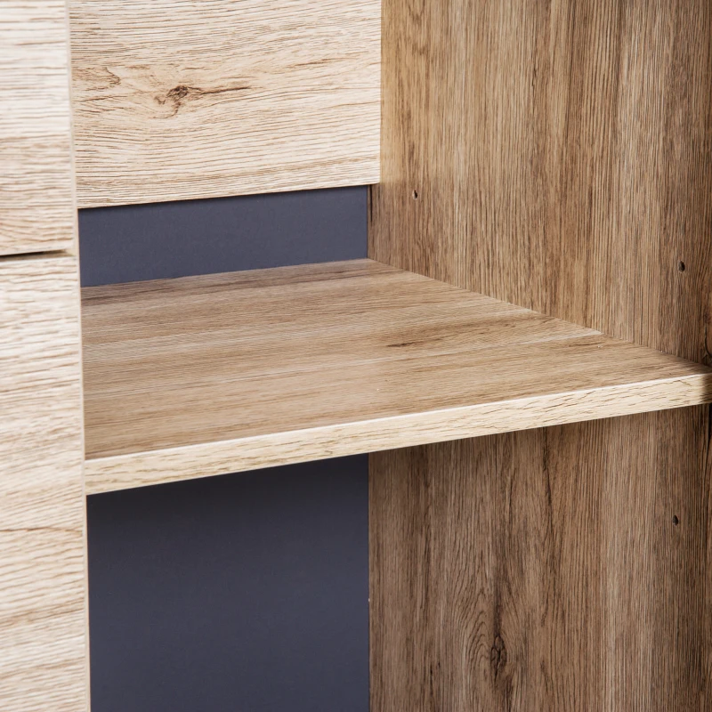 HOMCOM Freestanding Kitchen Pantry Cabinet, 90Lx39Wx169H cm-Black and Oak Colour