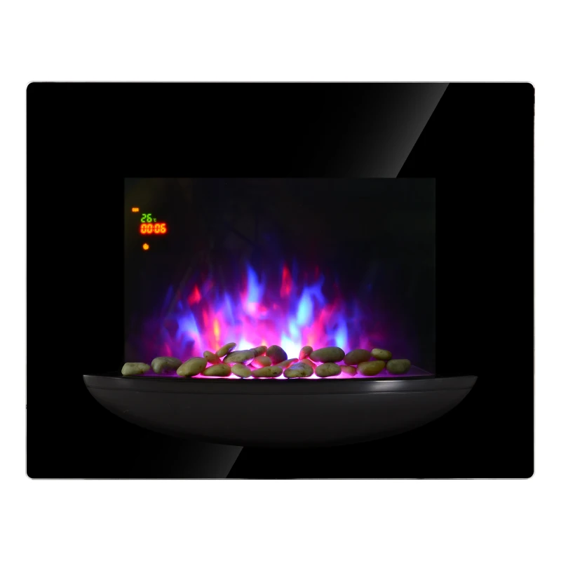 HOMCOM Wall Mount 1800W Electric Fire Place-Black