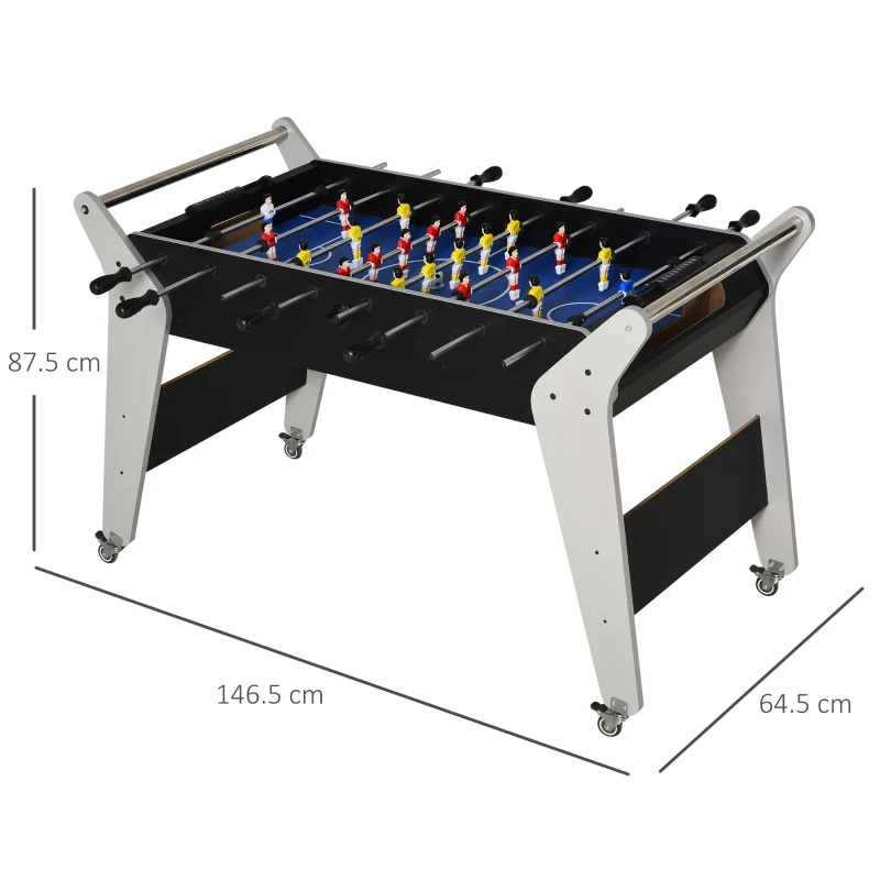 HOMCOM 4.8ft Foosball Table Football Game Table Trolley with Wheels for Indoor Outdoor Soccer Game Kids Family Play Sports Fun