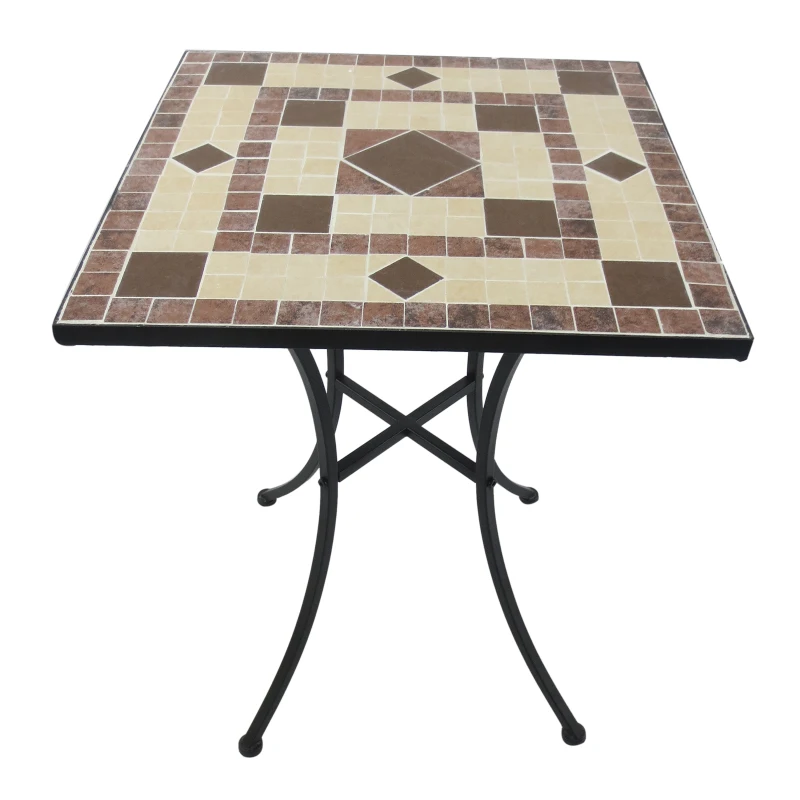 Outsunny 3 Pcs Metal and Mosaic Bistro Set-Orange/Black