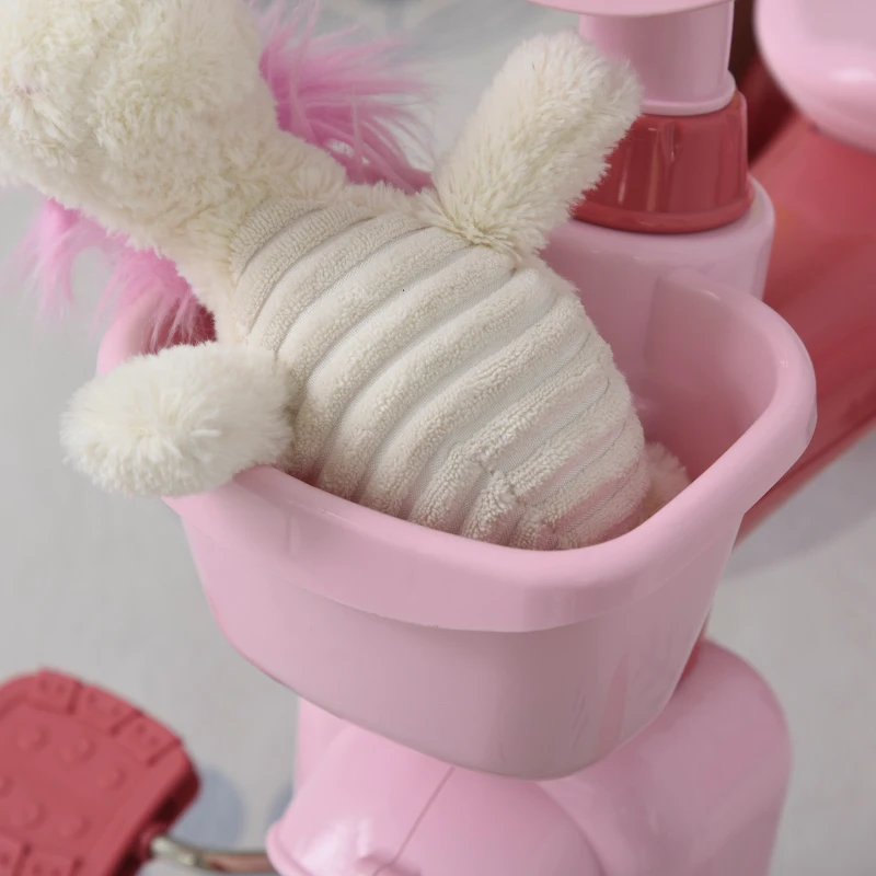 HOMCOM 3 Wheel Kids Tricycle Toddler Pedal Trike Ride on Bicycle with Front Back Basket Bell Balance Bike Boys Girls for 3 to 6 Years Pink