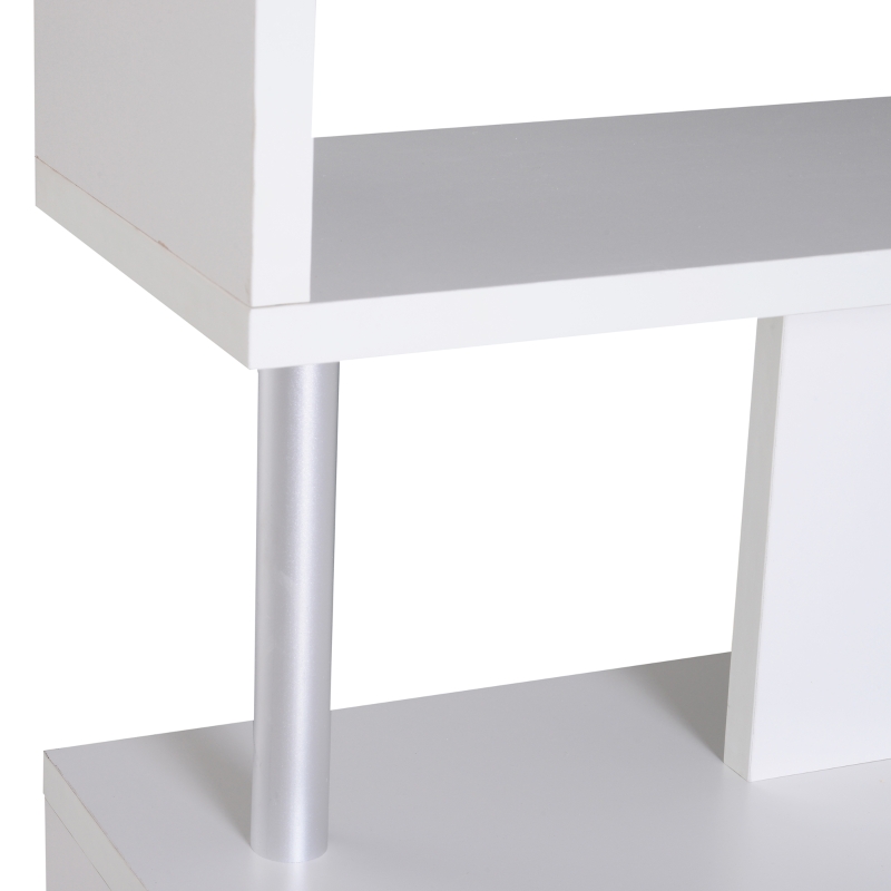 HOMCOM 5-Tier S Shape Bookcase, 120Wx28.6Dx160H cm-White