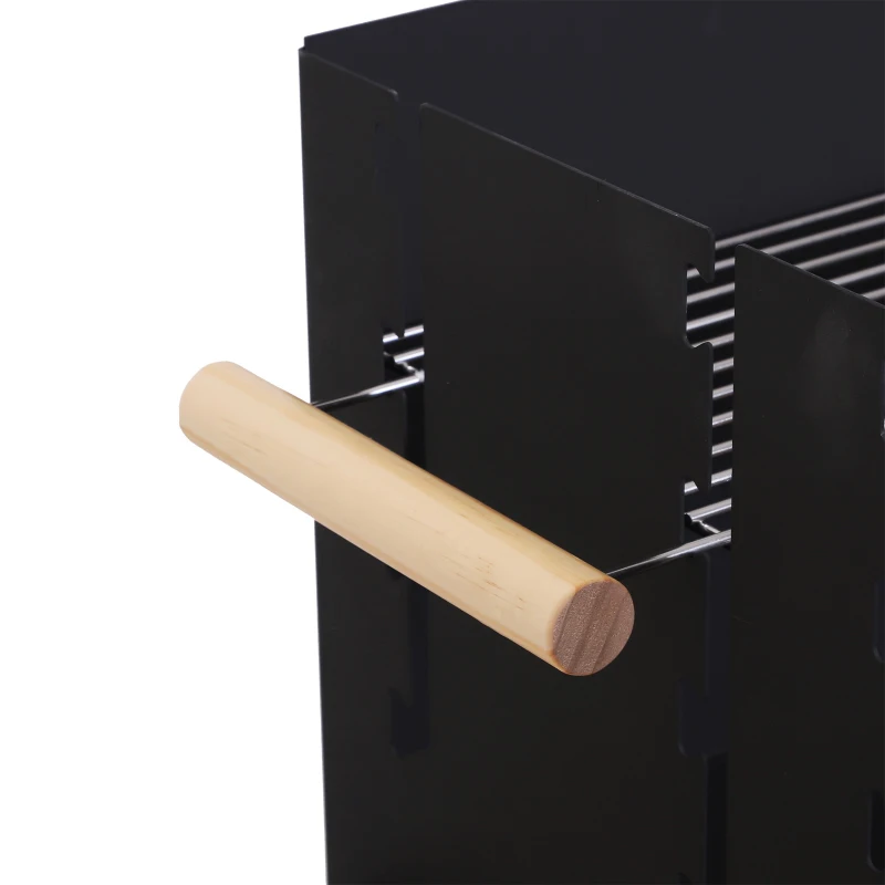 Outsunny Charcoal BBQ Grill, Cold-Rolled Iron, Fir Wood, 138Lx52.5Wx101H cm-Black
