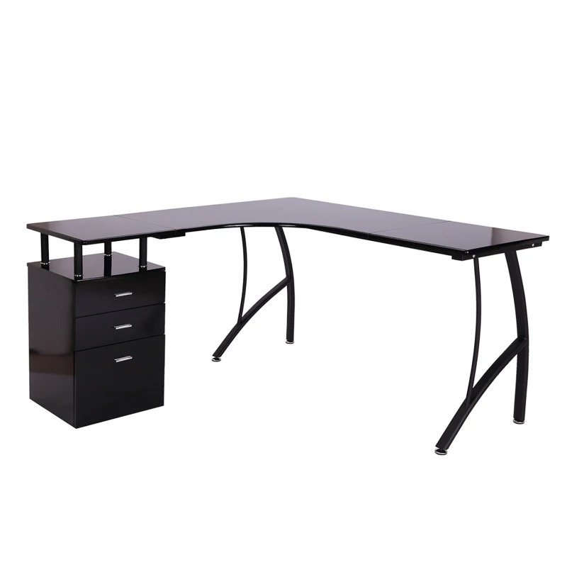 Homcom Bureau Informatique d'Angle Noir 255,5 x 94 x 31 cm