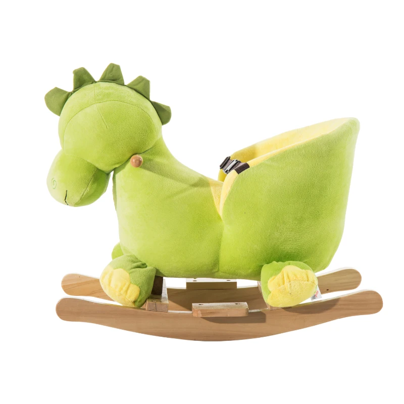 HOMCOM Childrens Plush Ride on Rocking Toy Dinosaur-Green/Yellow