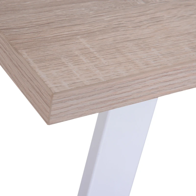 HOMCOM Computer Desk, 140Lx60Wx76H cm-White Oak Colour