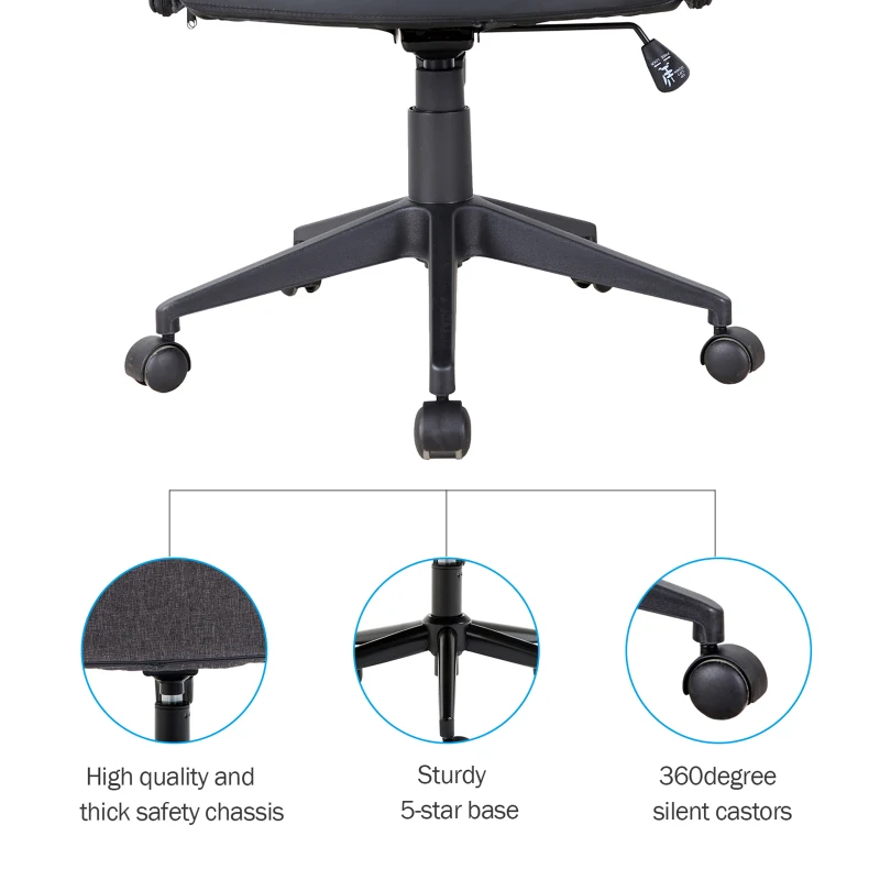 Vinsetto Modern Home Office Chair Computer Seat Adjustable Height w/ Swivel Rock Grey