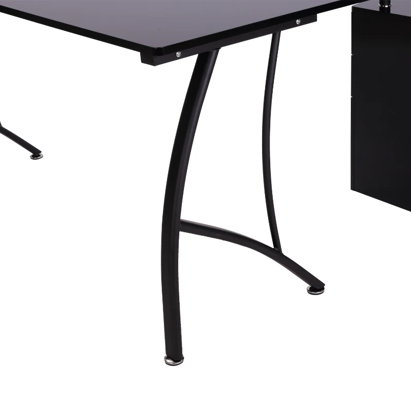 Homcom Bureau Informatique d'Angle Noir 255,5 x 94 x 31 cm