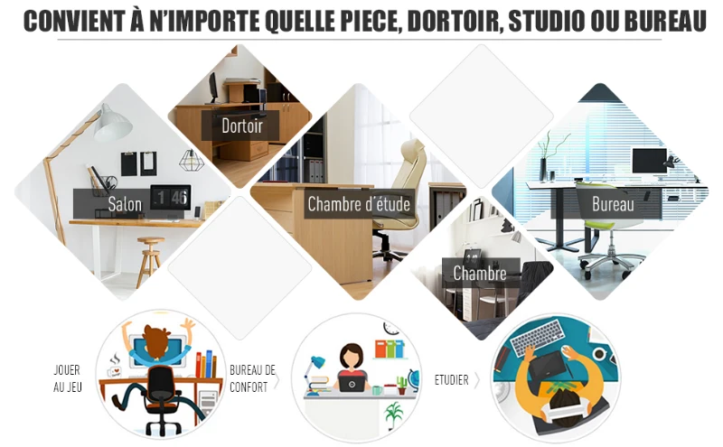 Homcom Bureau Informatique Multimédia en Bois 120 L x 55 l x 85 H cm