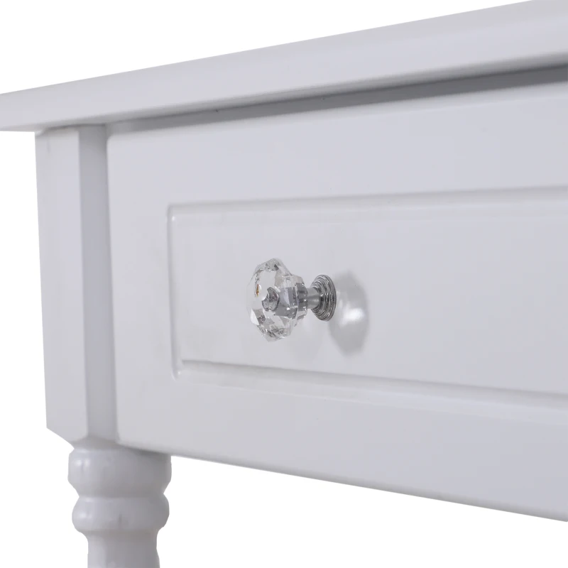 HOMCOM Dressing Table Set W/ Stool and Mirrored Desk-White